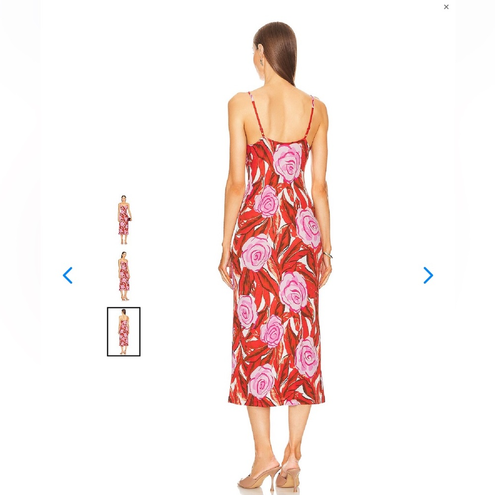 Diane Von Furstenberg Alik spaghetti strap rose print midi dress, S - Picture 3 of 11